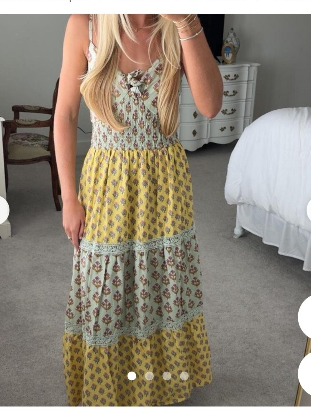 Japna yellow and light blue floral print maxi dress